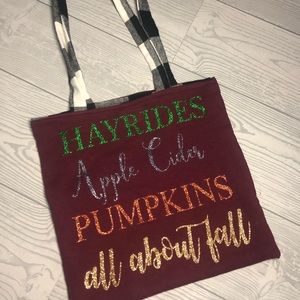 Handmade Upcycled All About Fall Tshirt Tote Bag